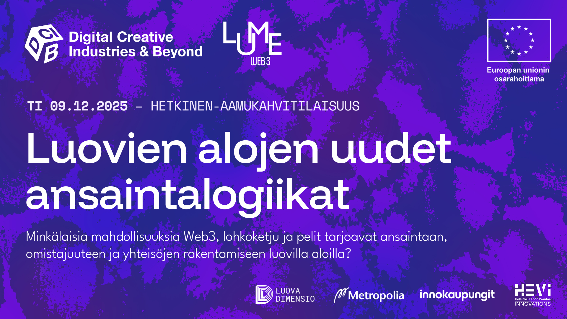 HeTKInen-aamukahvitilaisuus: Luovien alojen uudet ansaintalogiikat 09.12.2025